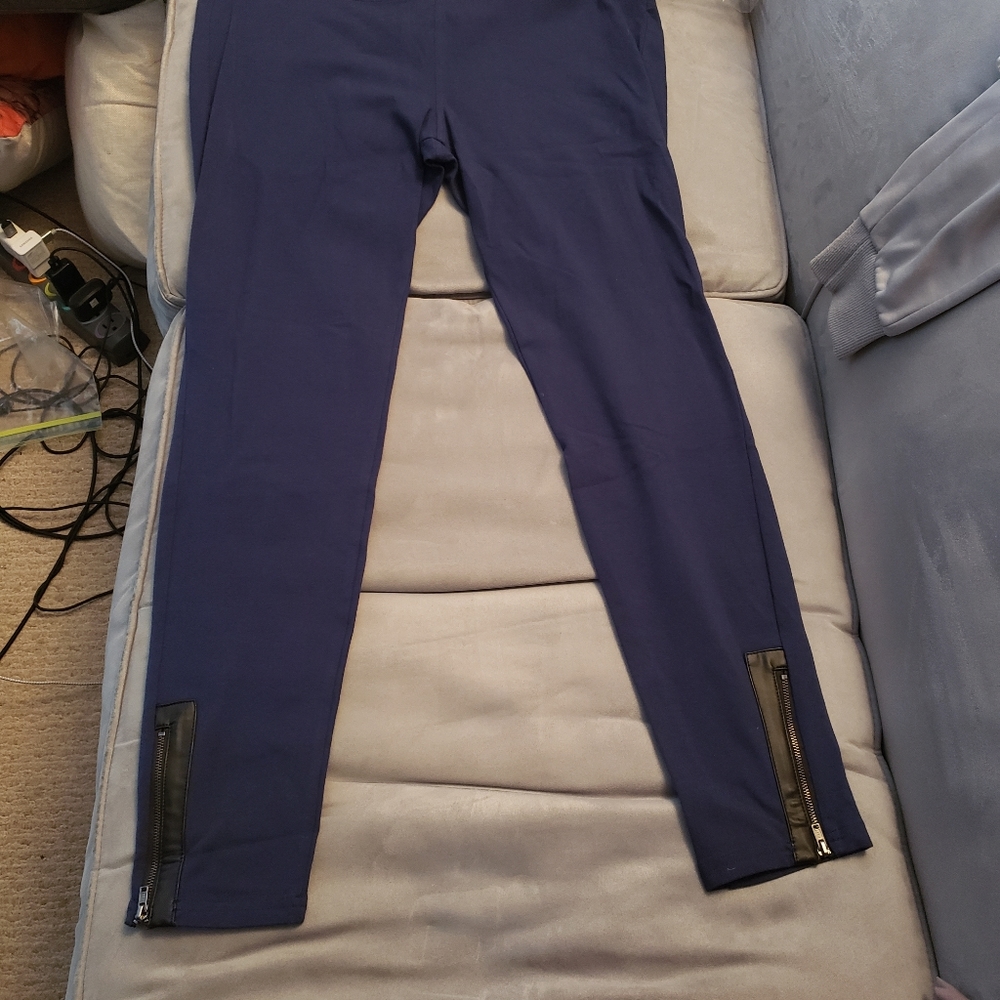 Hue Leatherette Leggings Navy XL